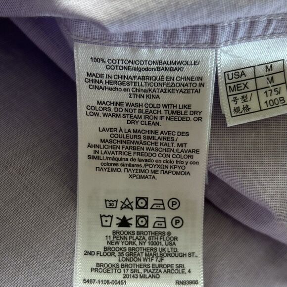 Brooks Brothers 1818 Short Sleeve Shirt Mens Medium Purple Cotton Casual - Picture 6 of 6